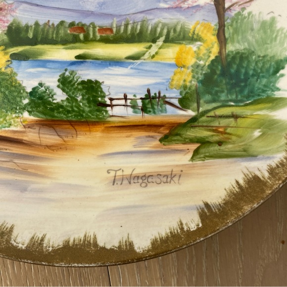 ⭐️Enesco⭐️4 Vintage Hand Painted Plate Signed by artist T. Nagasaki - Picture 9 of 10